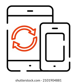 Mobile syncing icon in premium download style

