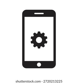 Symbol für mobile Systemeinstellungen, Symbol für durchgezogene Glyphe, Vektor für die Konfigurationsoption des Smartphones und das Setup-Menü des Bedienfelds für die Getriebewartung