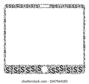 Mobile Tablet composition of american dollars. Vector dollar currency pictograms are composed into mobile tablet composition.