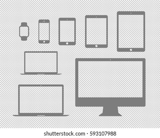 mobile, tablet, laptop, computer and the watch flat icon set  svg