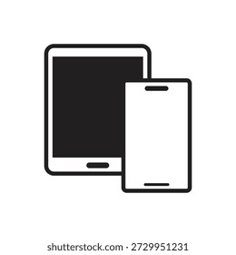Mobile tablet and phone connectivity glyph icon design