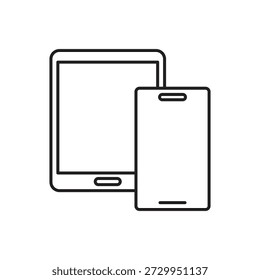 Tableta móvil y teléfono con contorno de pantalla
