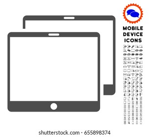 Mobile Tabs icon with mobile device pictogram kit. Vector illustration style is a flat iconic symbol, gray colors. Designed for web and software interfaces.
