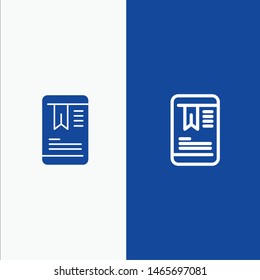 Mobile, Tag, OnEducation Line and Glyph Solid icon Blue banner Line and Glyph Solid icon Blue banner. Vector Icon Template background