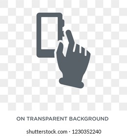 Mobile Tap icon. Trendy flat vector Mobile Tap icon on transparent background from Hands and guestures collection. 