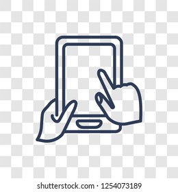 Mobile Tap icon. Trendy linear Mobile Tap logo concept on transparent background from Hands collection