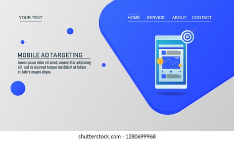 Mobile target marketing - Mobile audience targeting - Content marketing - flat vector banner