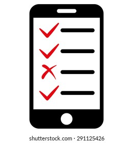 Mobile Tasks icon from Commerce Set. Vector style: bicolor flat symbol, intensive red and black colors, rounded angles, white background.