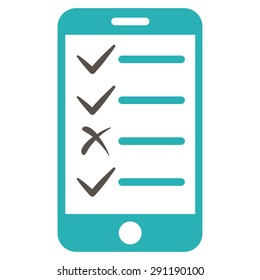 Mobile Tasks icon from Commerce Set. Vector style: bicolor flat symbol, grey and cyan colors, rounded angles, white background.