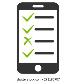 Mobile Tasks icon from Commerce Set. Vector style: bicolor flat symbol, eco green and gray colors, rounded angles, white background.