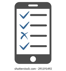 Mobile Tasks icon from Commerce Set. Vector style: bicolor flat symbol, cobalt and gray colors, rounded angles, white background.