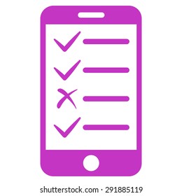Mobile Tasks icon from Commerce Set. Vector style: flat symbol, violet color, rounded angles, white background.
