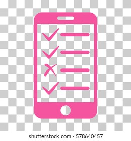 Mobile Tasks icon. Vector illustration style is flat iconic symbol, pink color, transparent background. Designed for web and software interfaces.