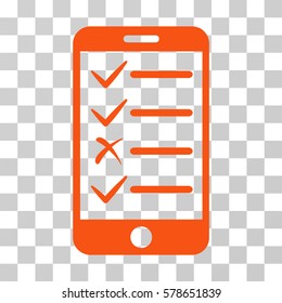 Mobile Tasks icon. Vector illustration style is flat iconic symbol, orange color, transparent background. Designed for web and software interfaces.