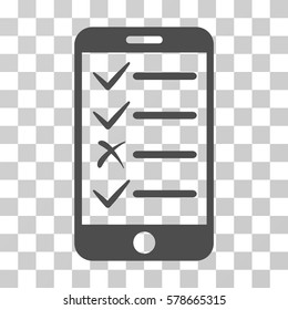 Mobile Tasks icon. Vector illustration style is flat iconic symbol, gray color, transparent background. Designed for web and software interfaces.