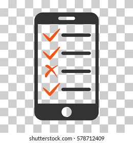 Mobile Tasks icon. Vector illustration style is flat iconic bicolor symbol, orange and gray colors, transparent background. Designed for web and software interfaces.