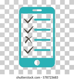 Mobile Tasks icon. Vector illustration style is flat iconic bicolor symbol, grey and cyan colors, transparent background. Designed for web and software interfaces.