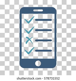 Mobile Tasks icon. Vector illustration style is flat iconic bicolor symbol, cyan and blue colors, transparent background. Designed for web and software interfaces.