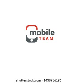 Mobile team logo design- Vector illustration