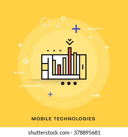 Tecnologías móviles. Icono de línea delgada de estilo plano.