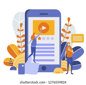 Mobile technology, App Development, Social Media, Communication,  Concept for web page, banner, presentation. Vector illustration