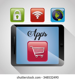 Mobile technology applications graphic icons, vector illustration design