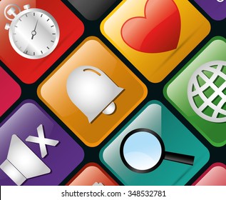 Mobile technology applications graphic icons, vector illustration design
