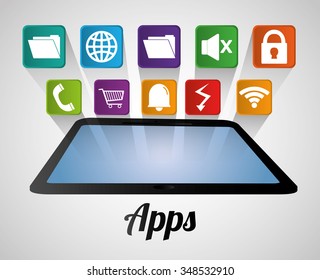 Mobile technology applications graphic icons, vector illustration design