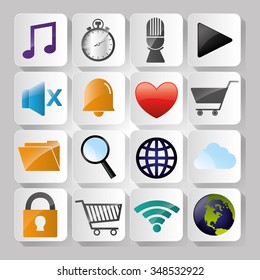 Mobile technology applications graphic icons, vector illustration design