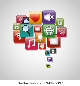 Mobile technology applications graphic icons, vector illustration design