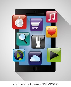 Mobile technology applications graphic icons, vector illustration design