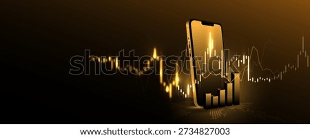 Mobile technology background picture, stock data analysis graph display