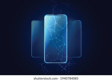 mobile technology background with three phones