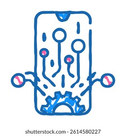 mobile technology business process doodle icon sketch vector. mobile technology business process sign. isolated symbol illustration
