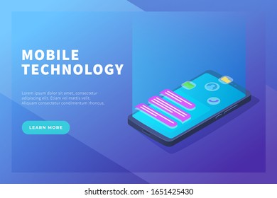 mobile technology concept with smartphone and apps icon for website template or landing homepage