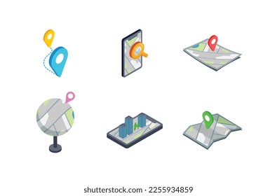Tecnología móvil para encontrar lugares y personas.Vector de diseño para aplicaciones móviles y web, elementos, ubicación, ubicación o logotipo aislado símbolo de signo ilustración vectorial - Colección de vector de estilo de mapa.