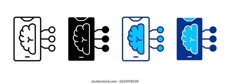 Mobile Technology Icon Set Multiple Style Vector Illustration