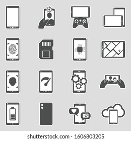 Mobile Technology Icons. Sticker Design. Vector Illustration.