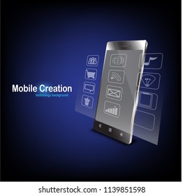 mobile technology on blue background