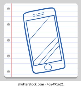 Mobile Technology School Doodle Icons Hand Notebook vector illustration sketch.