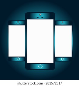Mobile technology vector illustration neon blue color.