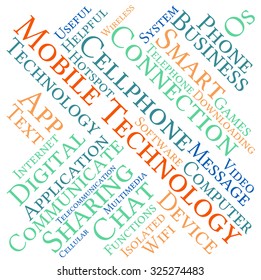 Mobile Technology Word Cloud on a white background.