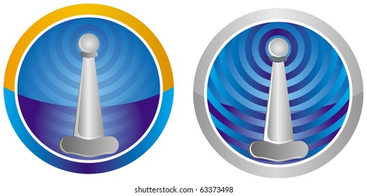 Mobile telecommunication antenna icon with abstract background