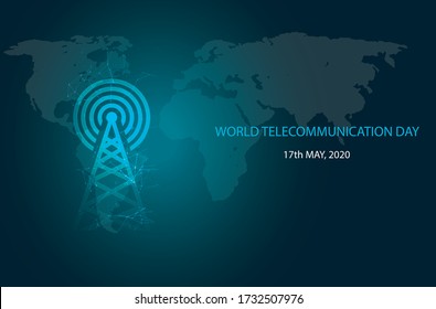 mobile telecommunication digital tower background design, world telecommunication day web design, poster