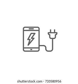 mobile telephone charging cell phone thin line vector icon battery flat charging download battery charger plug banner site technology charger scheme mobile full electricity load power reserve power on
