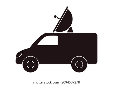 Unidad de televisión móvil con antena parabólica.