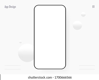 Mobile Template Wireframe Mockup For App Development Outline Realistic 3D Vector Similar To IPhone Samsung Google Pixel Huawei Black White Smartphone