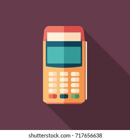 Mobile terminal flat square icon with long shadows.