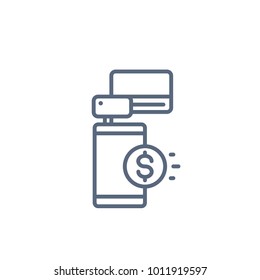 mobile terminal, pay with card and smartphone linear icon