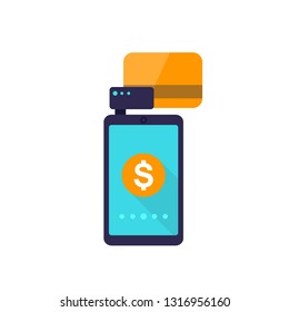 mobile terminal, payments with card and phone vector illustration